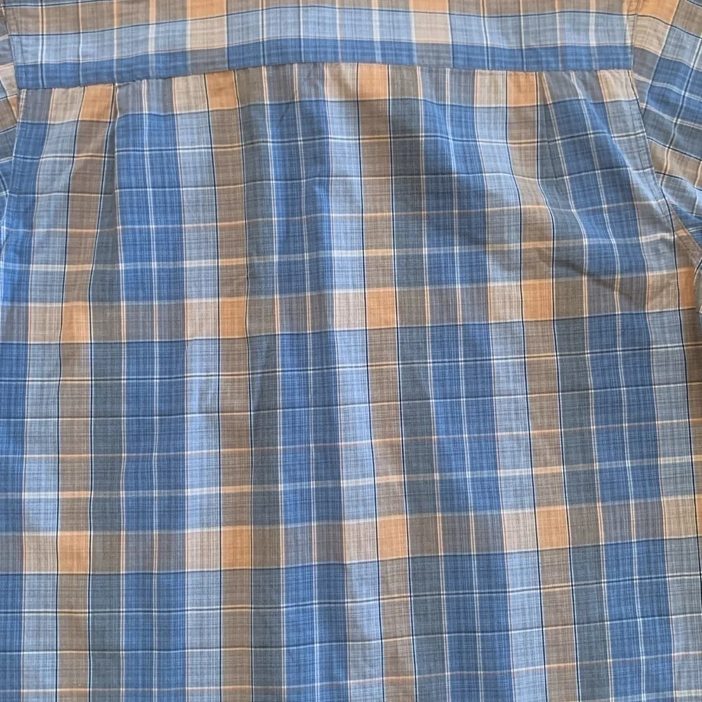 Haggar Blue Orange Plaid Short Sleeve Button‎ Down Shirt with Pocket Size XXL